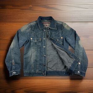VTG True Religion Joey Super T Denim Jean Jacket Men's 2XL* Medium Wash USA Made